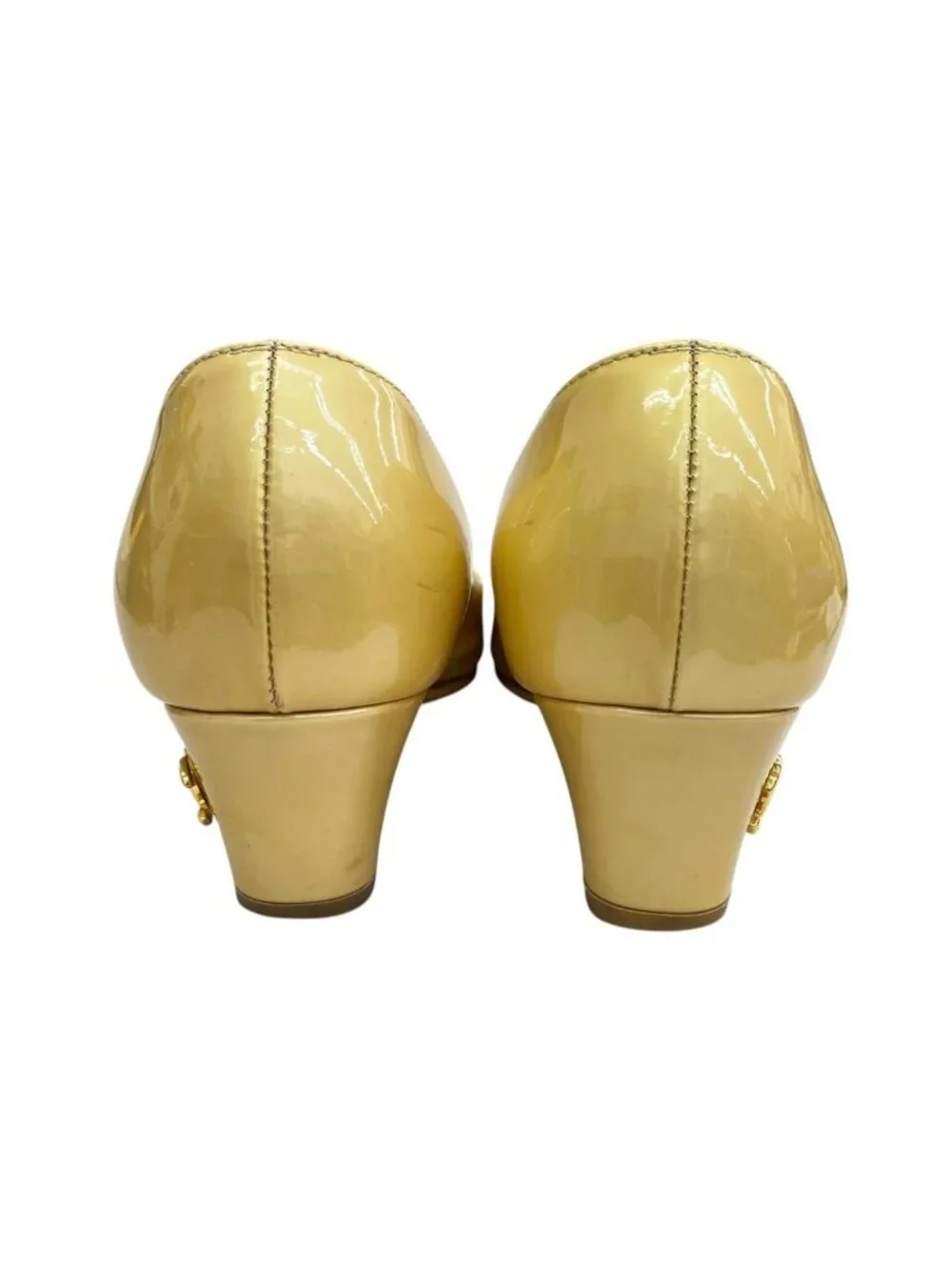 Chanel Patent Leather Pumps Yellow Heels